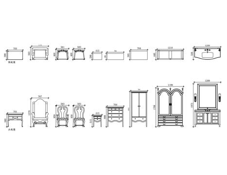 古典家具 老家具 复古家具 旧家具 古玩家具cad施工图