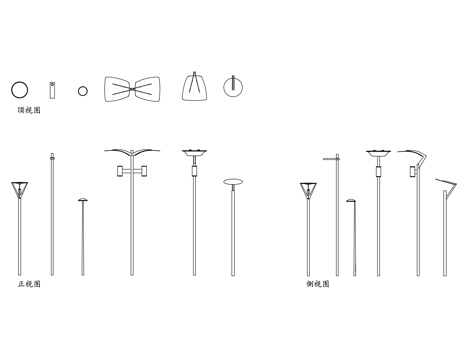 庭院柱灯 景观柱灯 户外立柱灯 花园柱灯 室外柱灯cad施工图