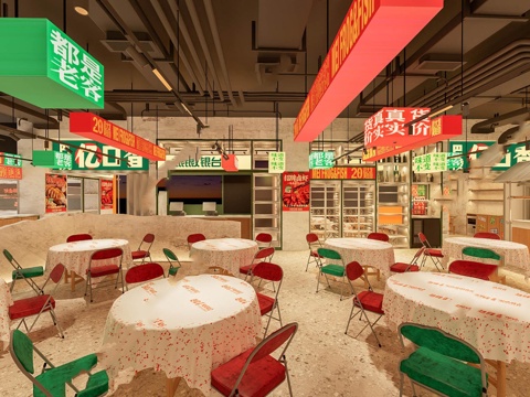 网红风烧烤店 最新全套 效果图 施工图设计cad施工图