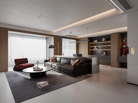  意式客厅3d模型 