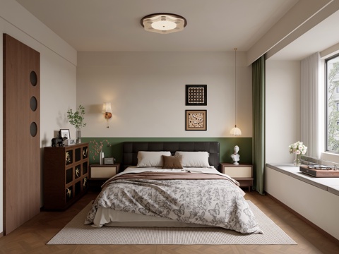 中古风卧室su模型