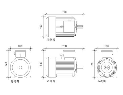 异步电机 感应式电动机 交流感应电机 异步电动机 感应马达cad施工图