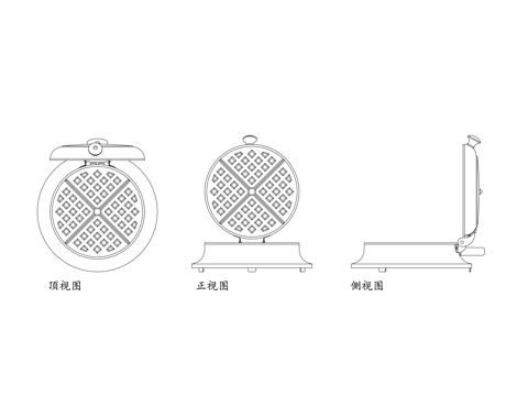 华夫饼机 煎饼机 电饼铛 华夫煎饼机 多功能烙饼机cad施工图