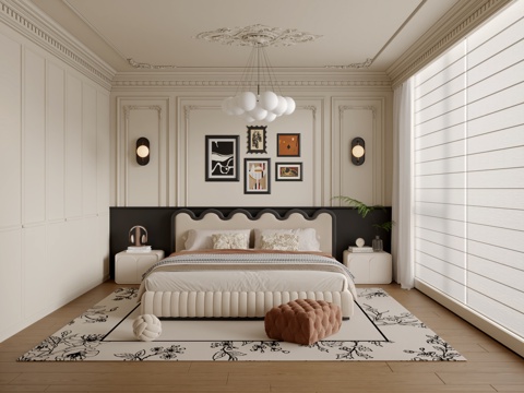  法式中古风卧室3d模型 