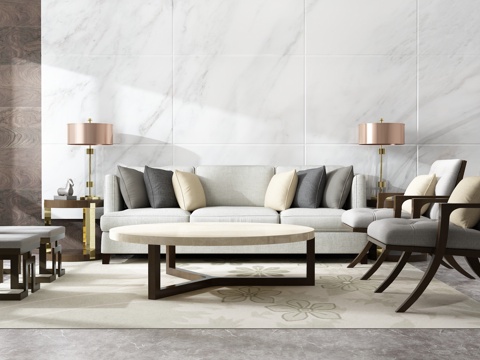  现代沙发茶几组合3d模型 