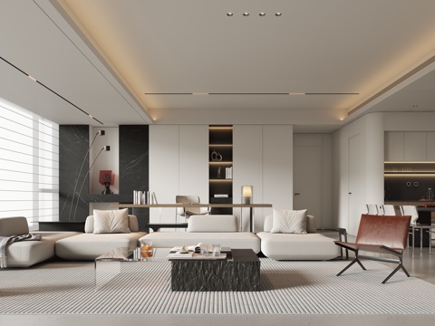  现代客餐厅3d模型 