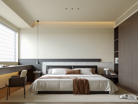 现代意式卧室su模型