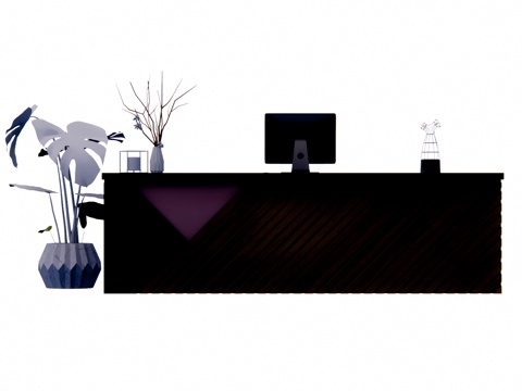 前台接待 电脑 办公空间 办公 公司前台su模型