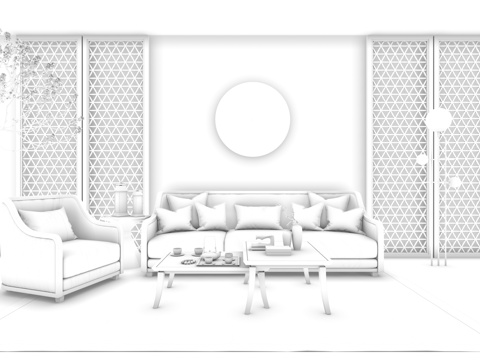 新中式沙发组合3d模型