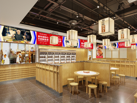 现代原木风 烧烤店 最新全套 效果图 施工图设计cad施工图