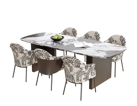  现代餐桌椅 餐椅 餐桌3d模型 