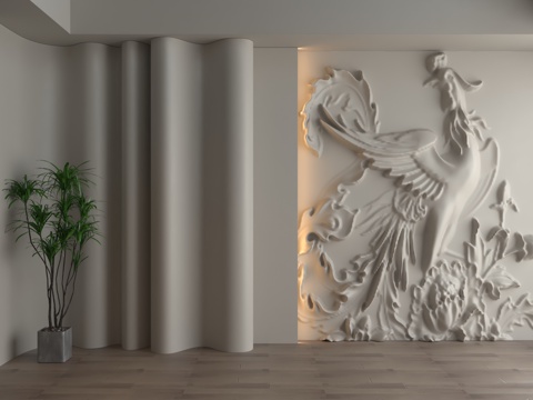  现代背景墙3d模型 