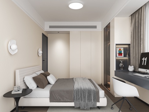  现代简约卧室3d模型 