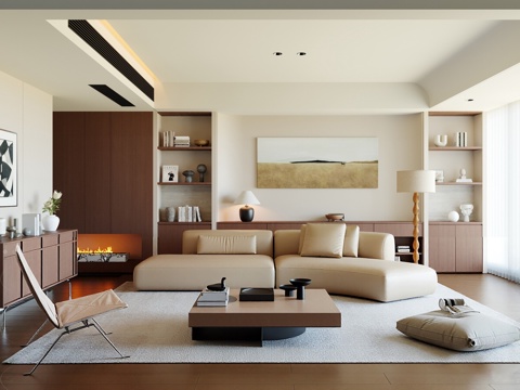  中古风客厅3d模型 