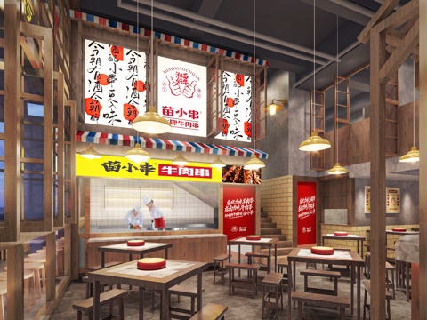 高档原木烧烤店 最新全套 效果图 施工图设计cad施工图