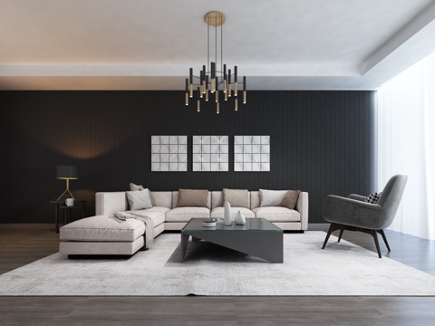  北欧组合沙发套件3d模型 