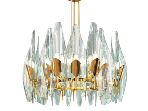  金属蓝榫接玻璃吊灯3d模型 