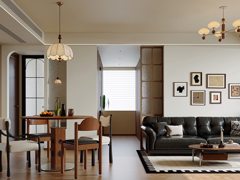  中古风客餐厅3d模型 