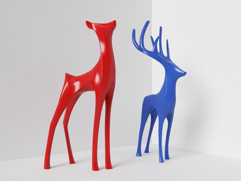  现代雕塑 景观雕塑 鹿雕塑 动物雕塑 鹿 雕塑摆件 金属雕塑3d模型 