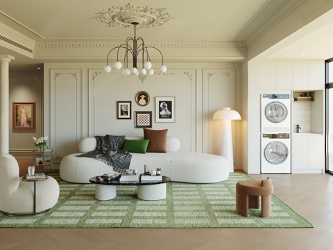  法式客厅3d模型 