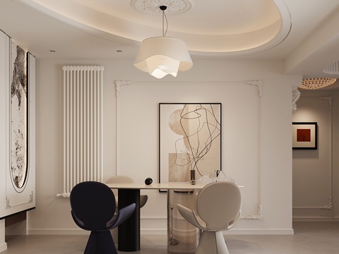  轻美式客餐厅3d模型 