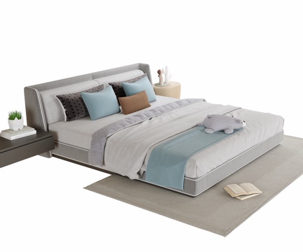  现代双人床3d模型 