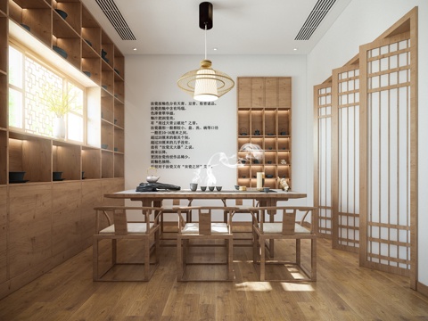  新中式茶室3d模型 