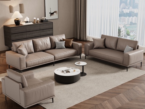  现代办公室 办公沙发茶几组合 办公沙发 商务沙发 接待沙发3d模型 