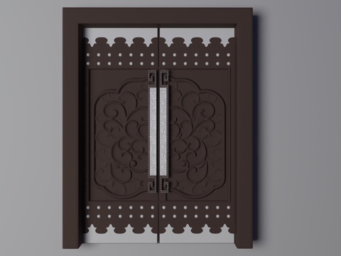  现代平开门3d模型 