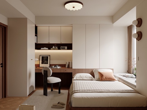 中古风榻榻米卧室su模型