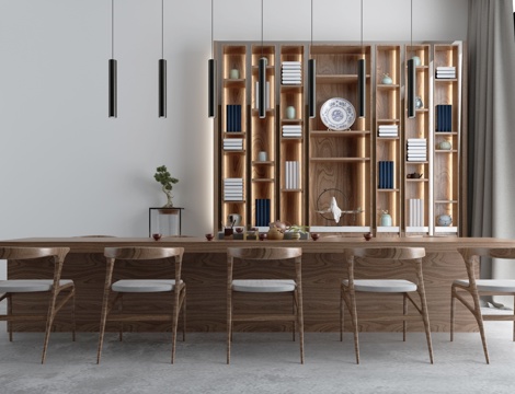  新中式禅意书房茶室3d模型 