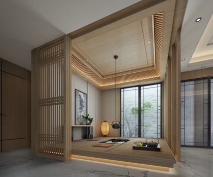  日式茶室3d模型 