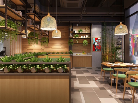  现代火锅店3d模型 