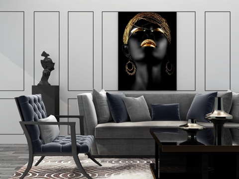  现代沙发组合多人沙发3d模型 