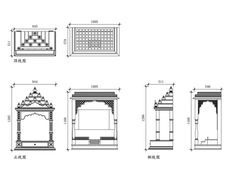 佛龛 家堂 神龛 家庭佛堂 家用神台cad施工图