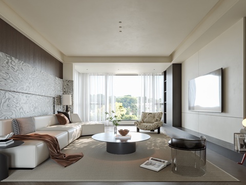 现代意式客厅su模型