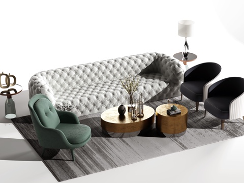  现代沙发 后现代沙发 单椅 简欧沙发 茶几 落地灯 台灯3d模型 