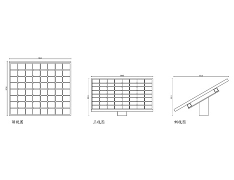 太阳能电池板 光伏板 太阳能板 光伏组件 光伏电板cad施工图