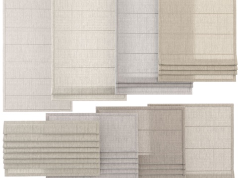  罗马帘。亚麻材质3d模型 