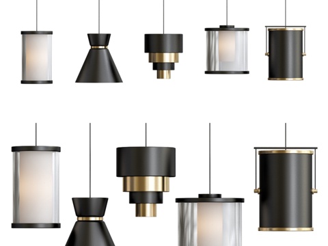  现代黑金吊灯3d模型 