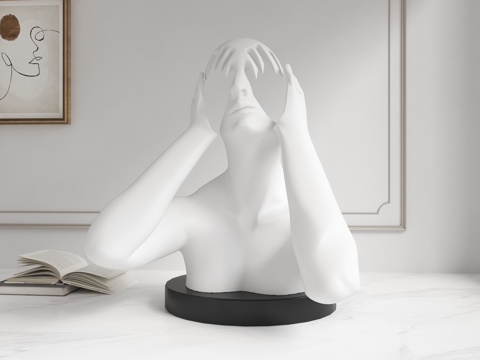  现代雕塑 人物雕塑 艺术摆件 雕塑摆件 头像摆件 石膏头像3d模型 