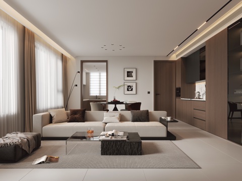  现代意式客餐厅3d模型 