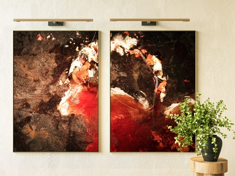  中古风装饰画 新装饰装饰画 挂画 抽象画 组合画 玄关画 壁su模型 