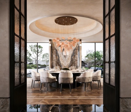  新中式包厢3d模型 