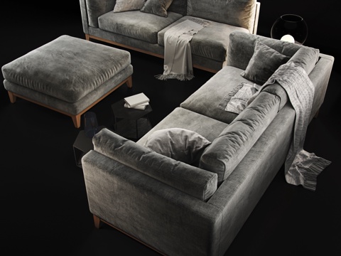  简欧多人沙发3d模型 