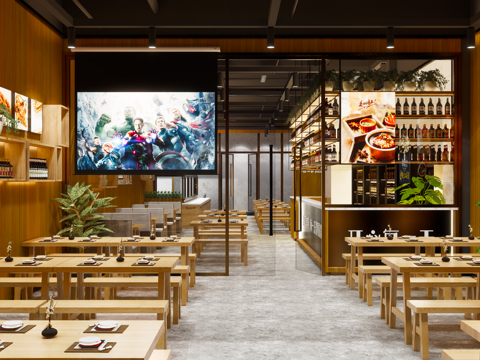 木屋烤吧 烧烤店 最新全套 效果图 施工图设计cad施工图