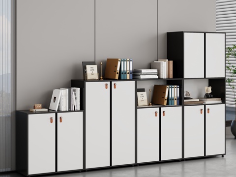  现代文件柜 书柜 边柜 矮柜3d模型 