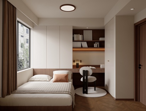 中古风榻榻米卧室su模型