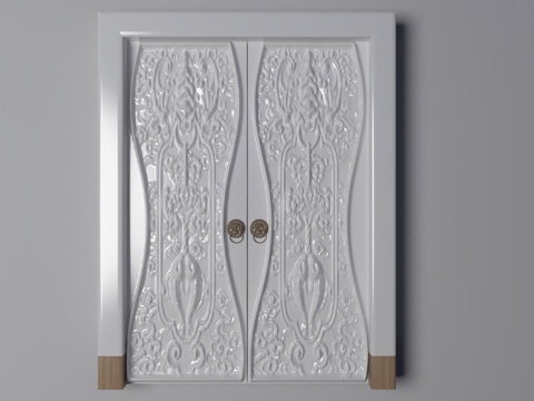  现代平开门3d模型 