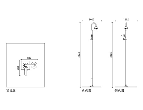 监控立杆 摄像立杆 监控支架 摄像头立杆 安防监控杆cad施工图
